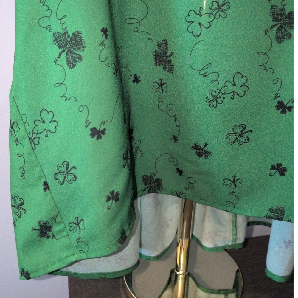 Xhilaration Peplum Top Women XXL Green Shamrock Clover Sleeveless Scoop Neck - Picture 3 of 10